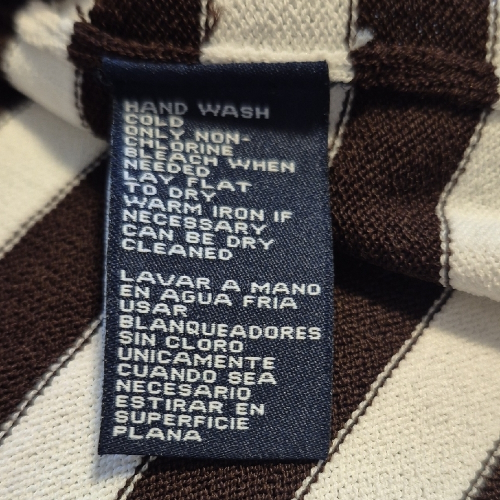 JONES NEW YORK  Chocolate & White Striped 3/4 Sleeve Top - LP - Picture 4 of 6